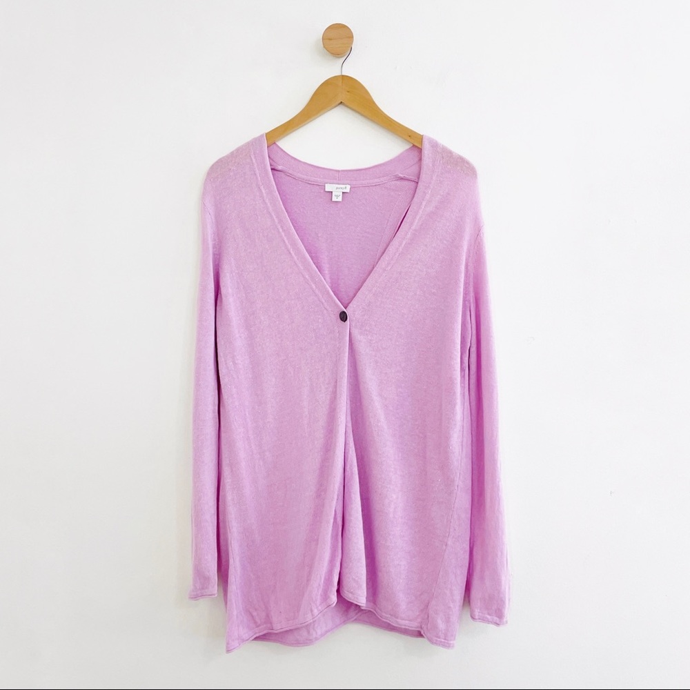 J Jill Love Linen Lilac Pink Open Back Linen Blend Cardigan